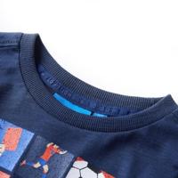 Kindershirt met lange mouwen voetbalprint 104 gemleerd marineblauw - thumbnail