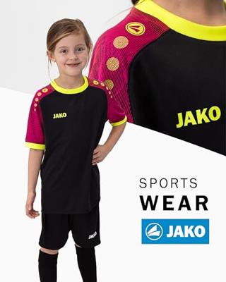 JAKO 4224K Shirt Iconic Km Kids - Zwart/Pink/Fluogeel - 116