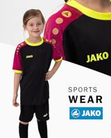 JAKO 4224K Shirt Iconic Km Kids - Zwart/Pink/Fluogeel - 116 - thumbnail