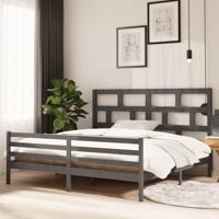 Bedframe massief grenenhout grijs 200x200 cm - thumbnail