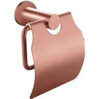 Toiletrolhouder met Klep - Leoni Rimbo - Rond - PVD - Geborsteld Koper - thumbnail