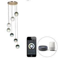 QAZQA Smart hanglamp messing 7-lichts incl. Wifi ST64 - Pallon - thumbnail