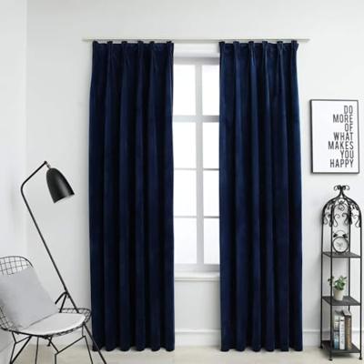 VidaXL Gordijnen verduisterend 2 st met haken 140x245 cm fluweel blauw