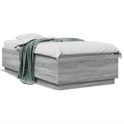 Bedframe met LED-verlichting bewerkt hout grijs sonoma 75x190cm