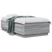 Bedframe met LED-verlichting bewerkt hout grijs sonoma 75x190cm - thumbnail