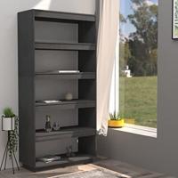 Boekenkast/kamerscherm 80x35x167 cm massief grenenhout grijs - thumbnail