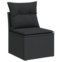 10-delige Loungeset met kussens poly rattan zwart - thumbnail