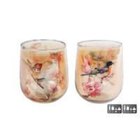 Glazen Theelichthouder Birds 8x10 cm Amber Assorti - thumbnail