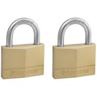 Hangslot masterlock 2 gelijksluitend messing 50mm - thumbnail
