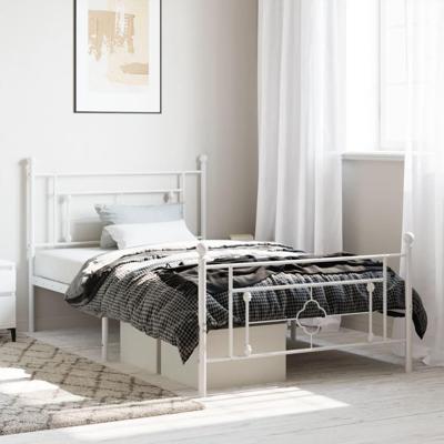 Bedframe met hoofd- en voeteneinde metaal wit 107x203 cm