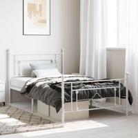 Bedframe met hoofd- en voeteneinde metaal wit 107x203 cm - thumbnail