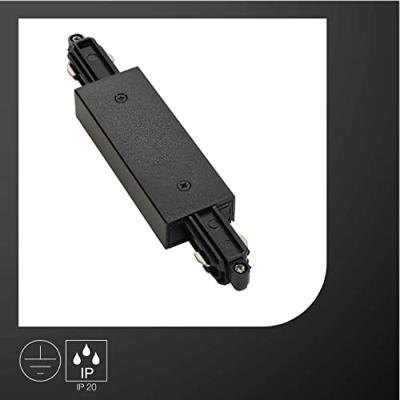 SLV ZwarteConnector 1-Fase langsverbinder elektrisch met voedingsmogelijkheid - 143100