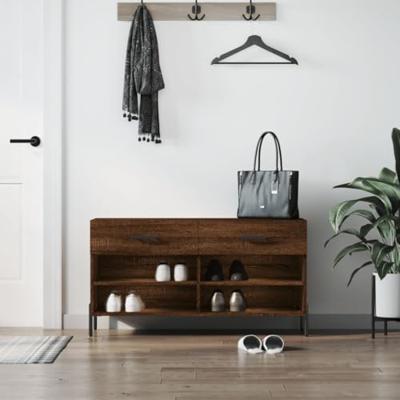 VidaXL Schoenenbank 102x35x55 cm bewerkt hout sonoma eikenkleurig VidaXL Schoenenbank 102x35x55 cm bewerkt hout sonoma eikenkleurig