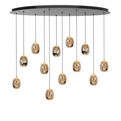 Highlight Hanglamp Golden Egg ovaal 12 lichts L 140 cm amber-zwart