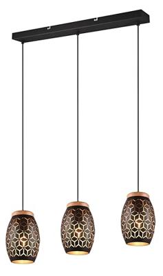 Trio Zwart goude hanglampBidar 3-lichts - R31573080