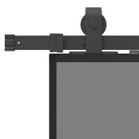 Schuifdeur met beslagset 90x205 cm gehard glas zwart - thumbnail