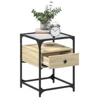 Nachtkastje 40x40x55 cm bewerkt hout sonoma eikenkleurig - thumbnail