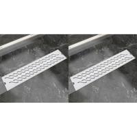 vidaXL Doucheafvoer 2 st rechthoekig golvend 530x140 mm roestvrij staal - thumbnail