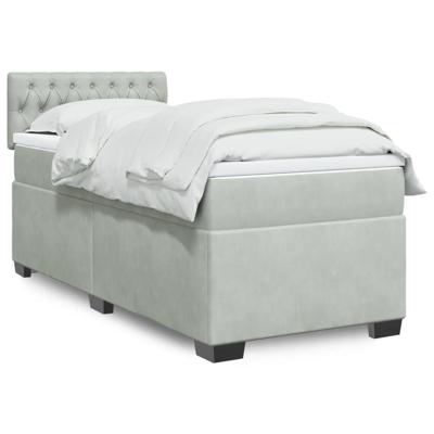 Boxspring met matras fluweel lichtgrijs 90x190 cm
