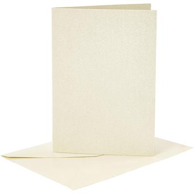 Creativ Company Kaarten en enveloppen, afmeting kaart 10,5x15 cm, afmeting envelop 11,5x16,5 cm, parelmoer, 120+210 gr, off-white, 4 set/ 1 doos