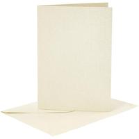 Creativ Company Kaarten en enveloppen, afmeting kaart 10,5x15 cm, afmeting envelop 11,5x16,5 cm, parelmoer, 120+210 gr, off-white, 4 set/ 1 doos - thumbnail