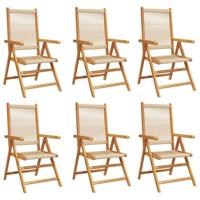 Tuinstoelen 6 st verstelbaar massief acaciahout beige - thumbnail