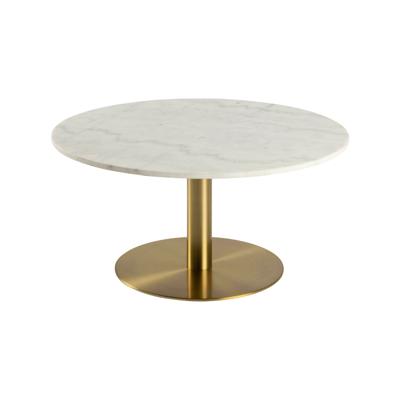 Bendt Ronde Salontafel 'Clement' Ø90cm, Wit Marmer/Brass, kleur Wit/Brass