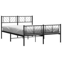 Bedframe met hoofd- en voeteneinde metaal zwart 135x190 cm - thumbnail