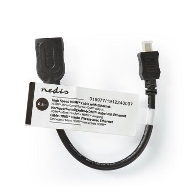 High Speed HDMI-Kabel met Ethernet | HDMI-Connector | HDMI Micro-Ingang | 0,2 m | Zwart High Speed HDMI-Kabel met Ethernet | HDMI-Connector | HDMI Micro-Ingang | 0,2 m | Zwart