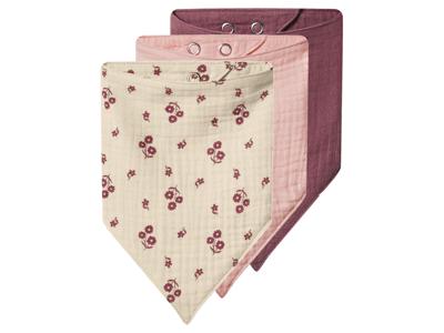 lupilu Set van 3 mousseline baby sjaaltjes (crème/roze, one size)
