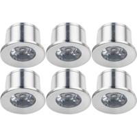 LED Veranda Spot Verlichting 6 Pack - Velvalux - 1W - Warm Wit 3000K - Inbouw - Rond - Mat Zilver - Aluminium - Ø31mm - thumbnail