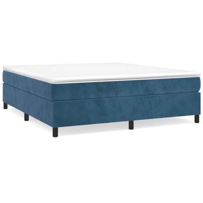 Boxspring met matras fluweel donkerblauw 180x200 cm