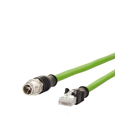 Metz Connect 142M2X15100 M12 Netwerkkabel, patchkabel CAT 6A S/FTP 10.00 m Groen PUR-mantel, Zuurbestendig, Ozonbestendig, UV-bestendig, Geschikt voor