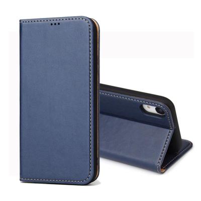 Dermis textuur PU horizontale Flip lederen case voor iPhone XR met houder & kaartsleuven & portemonnee (blauw) Dermis textuur PU horizontale Flip lederen case voor iPhone XR met houder & kaartsleuven & portemonnee (blauw)