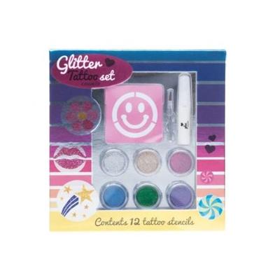 Tattoo set met 6 potjes glitters