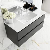 MONDIAZ DENTA 80 badmeubel dark grey 2 lades wastafel midden 1 kraangat - thumbnail