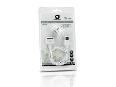 Conceptronic cusbcar2aset apple cable with car tablet charger, 2a
