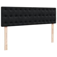 Ottoman bed met matrassen 160x200cm fluweel zwart - thumbnail