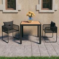 3-delige Tuinset PVC-rattan zwart en bruin - thumbnail