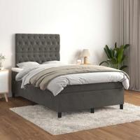 Boxspring met matras fluweel donkergrijs 120x190 cm - thumbnail