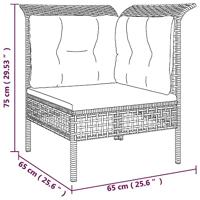 5-delige Loungeset met kussens poly rattan grijs - thumbnail