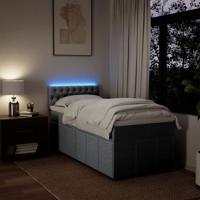 Boxspring met matras stof lichtgrijs 90x200 cm - thumbnail