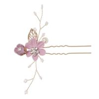 Mode bloem haar kammen hoofdtooi Prom Bridal Wedding haaraccessoires bladgoud haar juwelen haar pins (paars 2 bloem) - thumbnail