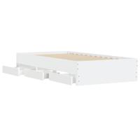 Bedframe met lades bewerkt hout wit 90x190 cm - thumbnail