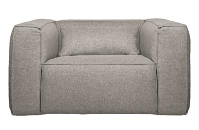 WOOOD Fauteuil 'Bean' Met Kussen, kleur Lichtgrijs Gemeleerd