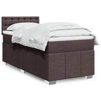 vidaXL Boxspring met matras stof donkerbruin 90x190 cm - thumbnail