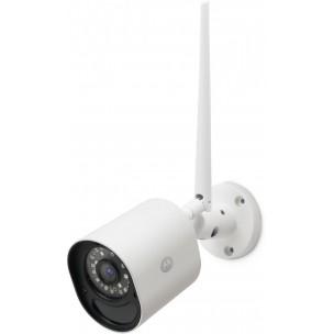 Motorola FOCUS 72 Outdoor bewakingscamera met wandmontage, zoom, infrarood nachtzichtfunctie en een bewegingsmelder, LAN, WLAN en app ondersteuning, wit