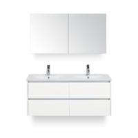 Dante Badmeubelset 120 cm - Wit Hoogglans - Keramische Wastafel Wit Enjoy - met Spiegelkast - thumbnail