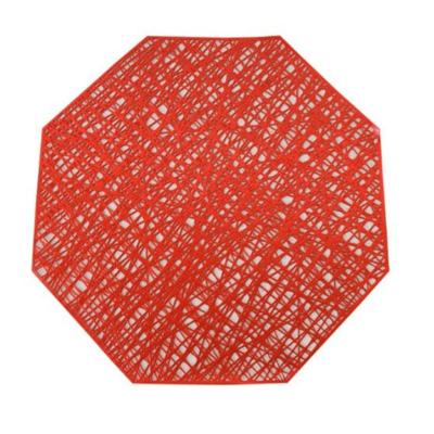 Pastorale achthoekige PVC geïsoleerde placemat creatieve holle placemat huishoudelijke tafel decoratie (rood)