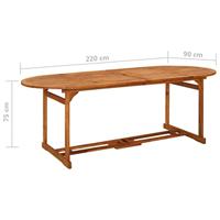 Tuintafel 220x90x75 cm massief acaciahout - thumbnail